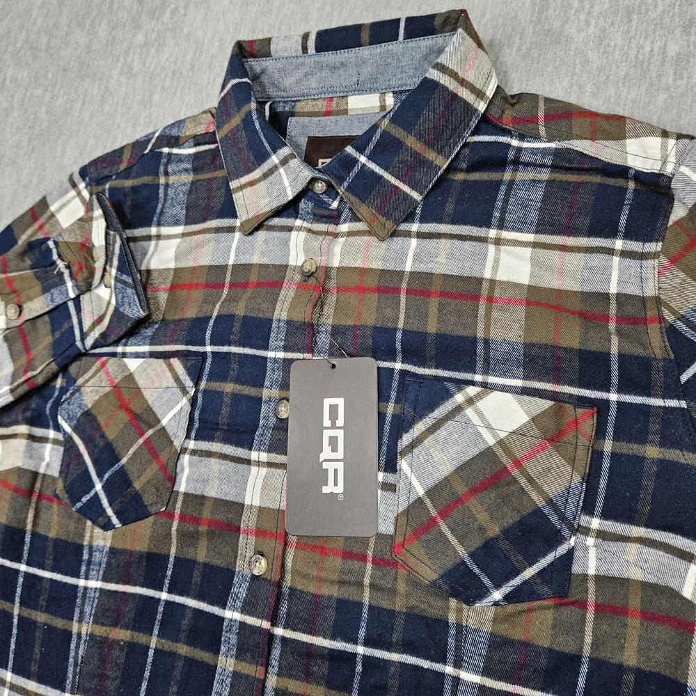 CQR Shirt Womens Large Plaid Flannel Button Down Long Sleeve